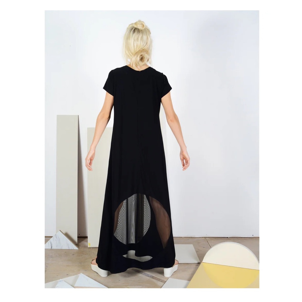 Sara Bergman Porthole Maxi Dress | Black Dress with Mesh Circle